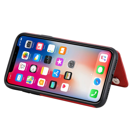 Flower Embossing Pattern Shockproof Protective Case with Holder & Card Slots & Photo Frame For iPhone XS / X(Red)-garmade.com
