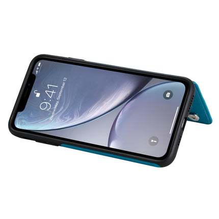Flower Embossing Pattern Shockproof Protective Case with Holder & Card Slots & Photo Frame For iPhone XS Max(Blue)-garmade.com