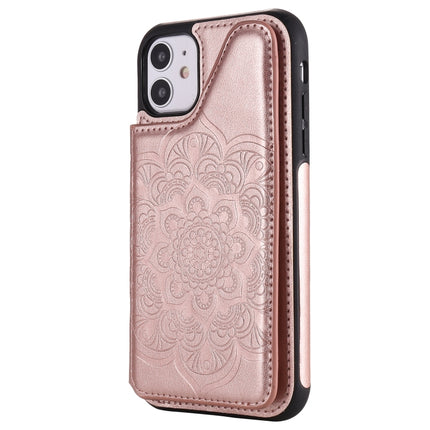 Flower Embossing Pattern Shockproof Protective Case with Holder & Card Slots & Photo Frame For iPhone 11(Rose Gold)-garmade.com