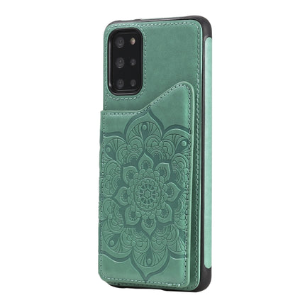 For Samsung Galaxy S20+ Flower Embossing Pattern Shockproof Protective Case with Holder & Card Slots & Photo Frame(Green)-garmade.com