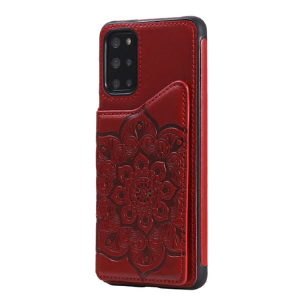 For Samsung Galaxy S20+ Flower Embossing Pattern Shockproof Protective Case with Holder & Card Slots & Photo Frame(Red)-garmade.com