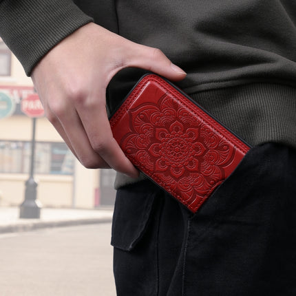 For Samsung Galaxy S20+ Flower Embossing Pattern Shockproof Protective Case with Holder & Card Slots & Photo Frame(Red)-garmade.com