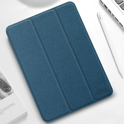 For iPad Pro 11 2022 / 2021 / 2020 Mutural YASHI Series TPU + PU Cloth Pattern Texture Horizontal Flip Leather Tablet Case with Three-folding Holder & Pen Slot & Wake-up / Sleep Function(Blue)-garmade.com