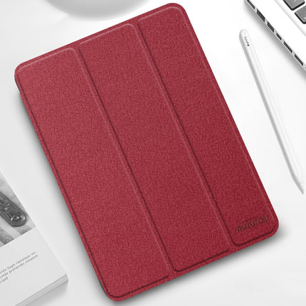 For iPad Pro 11 2022 / 2021 / 2020 Mutural YASHI Series TPU + PU Cloth Pattern Texture Horizontal Flip Leather Tablet Case with Three-folding Holder & Pen Slot & Wake-up / Sleep Function(Red)-garmade.com