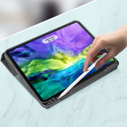 For iPad Pro 11 2022 / 2021 / 2020 Mutural YASHI Series TPU + PU Cloth Pattern Texture Horizontal Flip Leather Tablet Case with Three-folding Holder & Pen Slot & Wake-up / Sleep Function(Green)-garmade.com
