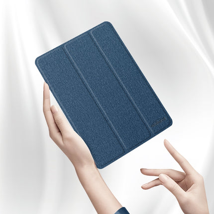 For iPad Pro 12.9 2022 / 2021 / 2020 Mutural YASHI Series TPU + PU Cloth Pattern Texture Horizontal Flip Leather Tablet Case with Three-folding Holder & Pen Slot & Wake-up / Sleep Function(Black)-garmade.com
