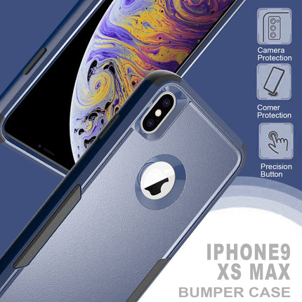 TPU + PC Shockproof Protective Case For iPhone XS / X(Royal Blue + Black)-garmade.com