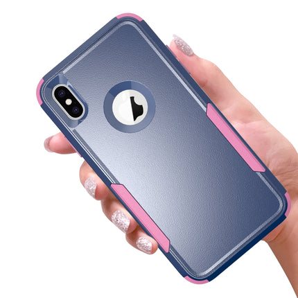 TPU + PC Shockproof Protective Case For iPhone XS / X(Royal Blue + Pink)-garmade.com