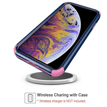 TPU + PC Shockproof Protective Case For iPhone XS / X(Royal Blue + Pink)-garmade.com
