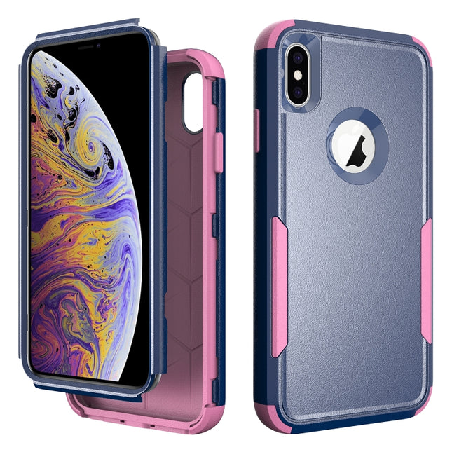 TPU + PC Shockproof Protective Case For iPhone XS Max(Royal Blue + Pink)-garmade.com