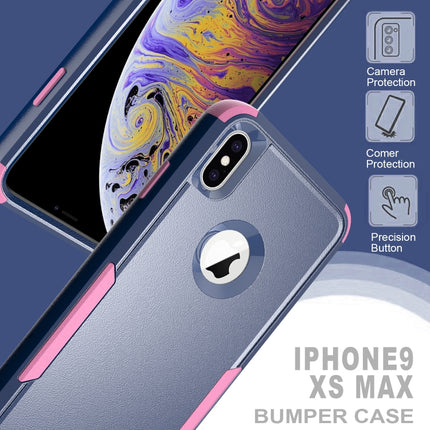 TPU + PC Shockproof Protective Case For iPhone XS Max(Royal Blue + Pink)-garmade.com