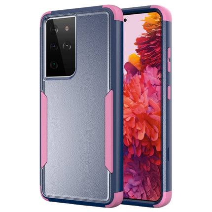 For Samsung Galaxy S21 Ultra 5G TPU + PC Shockproof Protective Case(Royal Blue + Pink)-garmade.com