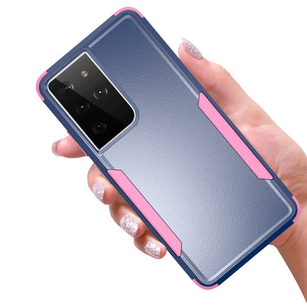 For Samsung Galaxy S21 Ultra 5G TPU + PC Shockproof Protective Case(Royal Blue + Pink)-garmade.com