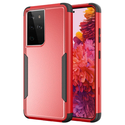 For Samsung Galaxy S21 Ultra 5G TPU + PC Shockproof Protective Case(Red + Black)-garmade.com