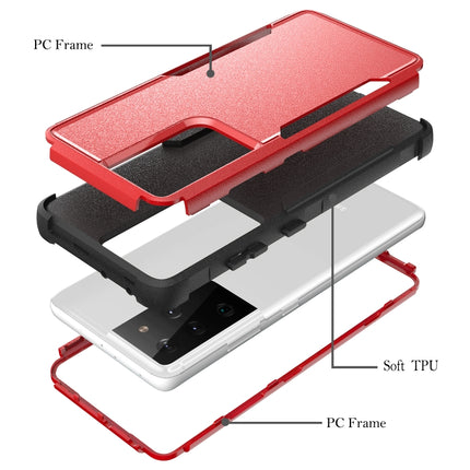 For Samsung Galaxy S21 Ultra 5G TPU + PC Shockproof Protective Case(Red + Black)-garmade.com