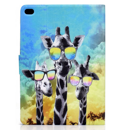Electric Pressed TPU Colored Drawing Horizontal Flip Leather Case with Holder & Pen Slot For iPad 5 / 6 / 8 / 9(Glasses Giraffe)-garmade.com