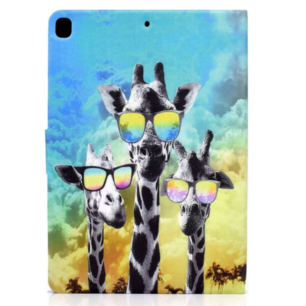 Electric Pressed TPU Colored Drawing Horizontal Flip Leather Case with Holder & Pen Slot For iPad 10.2 (2019) / (2020) & iPad Air (2019) (Glasses Giraffe)-garmade.com