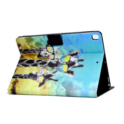 Electric Pressed TPU Colored Drawing Horizontal Flip Leather Case with Holder & Pen Slot For iPad 10.2 (2019) / (2020) & iPad Air (2019) (Glasses Giraffe)-garmade.com