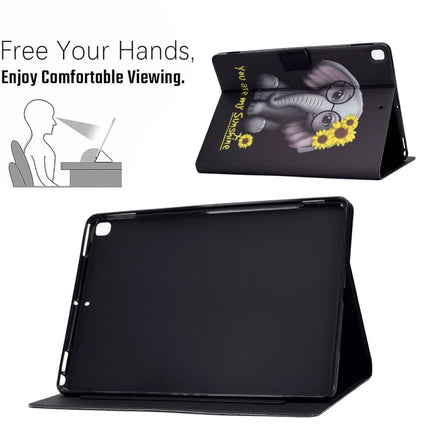 Electric Pressed TPU Colored Drawing Horizontal Flip Leather Case with Holder & Pen Slot For iPad 10.2 (2019) / (2020) & iPad Air (2019) (Flower Elephant)-garmade.com