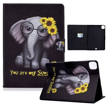 Electric Pressed TPU Colored Drawing Horizontal Flip Leather Case with Holder & Pen Slot For iPad Pro 11 (2018) / (2020) & iPad Air (2020)(Flower Elephant)-garmade.com