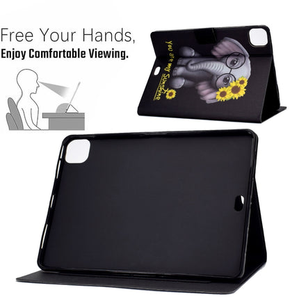 Electric Pressed TPU Colored Drawing Horizontal Flip Leather Case with Holder & Pen Slot For iPad Pro 11 (2018) / (2020) & iPad Air (2020)(Flower Elephant)-garmade.com