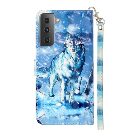 For Samsung Galaxy S21 5G 3D Pattern Horizontal Flip Leather Case with Holder & Card Slots & Wallet & Lanyard(Snow Wolf)-garmade.com