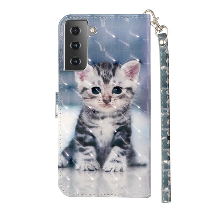 For Samsung Galaxy S21 5G 3D Pattern Horizontal Flip Leather Case with Holder & Card Slots & Wallet & Lanyard(Kitten)-garmade.com