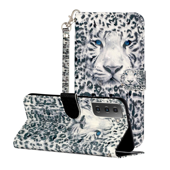 For Samsung Galaxy S21 5G 3D Pattern Horizontal Flip Leather Case with Holder & Card Slots & Wallet & Lanyard(Leopard)-garmade.com