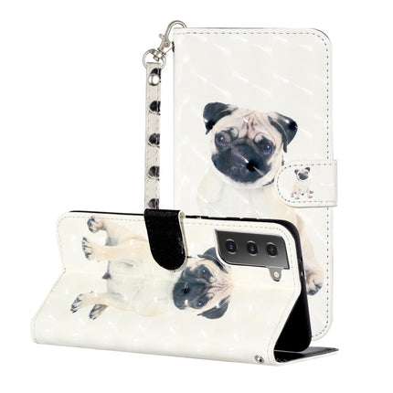 For Samsung Galaxy S21 5G 3D Pattern Horizontal Flip Leather Case with Holder & Card Slots & Wallet & Lanyard(Pug)-garmade.com