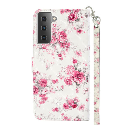 For Samsung Galaxy S21 5G 3D Pattern Horizontal Flip Leather Case with Holder & Card Slots & Wallet & Lanyard(Rose Flower)-garmade.com