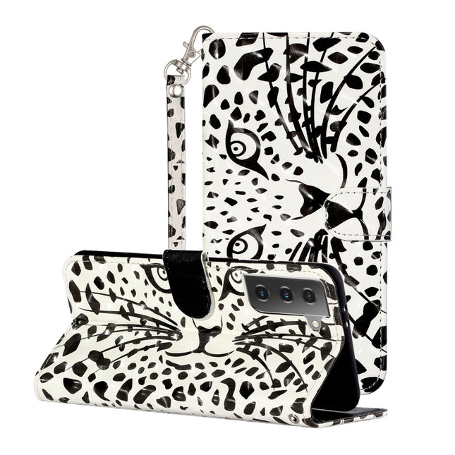 For Samsung Galaxy S21+ 5G 3D Pattern Horizontal Flip Leather Case with Holder & Card Slots & Wallet & Lanyard(Leopard Head)-garmade.com