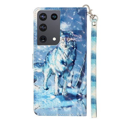 For Samsung Galaxy S21 Ultra 5G 3D Pattern Horizontal Flip Leather Case with Holder & Card Slots & Wallet & Lanyard(Snow Wolf)-garmade.com