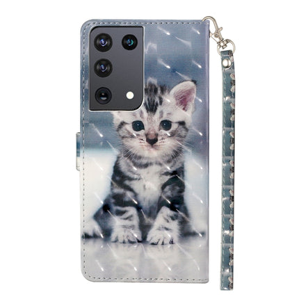 For Samsung Galaxy S21 Ultra 5G 3D Pattern Horizontal Flip Leather Case with Holder & Card Slots & Wallet & Lanyard(Kitten)-garmade.com