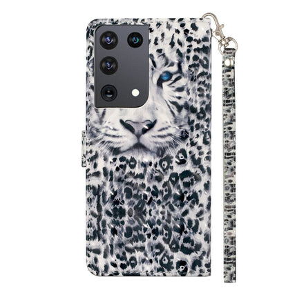 For Samsung Galaxy S21 Ultra 5G 3D Pattern Horizontal Flip Leather Case with Holder & Card Slots & Wallet & Lanyard(Leopard)-garmade.com