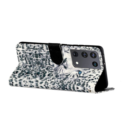 For Samsung Galaxy S21 Ultra 5G 3D Pattern Horizontal Flip Leather Case with Holder & Card Slots & Wallet & Lanyard(Leopard)-garmade.com