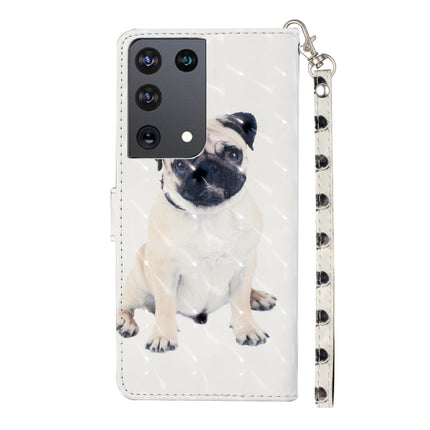 For Samsung Galaxy S21 Ultra 5G 3D Pattern Horizontal Flip Leather Case with Holder & Card Slots & Wallet & Lanyard(Pug)-garmade.com