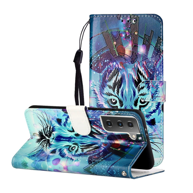 For Samsung Galaxy S21 5G Oil Embossed Coloured Drawing Pattern Horizontal Flip PU Leather Case with Holder & Card Slots & Wallet & Lanyard(Tiger)-garmade.com