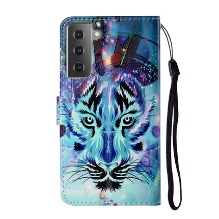 For Samsung Galaxy S21 5G Oil Embossed Coloured Drawing Pattern Horizontal Flip PU Leather Case with Holder & Card Slots & Wallet & Lanyard(Tiger)-garmade.com