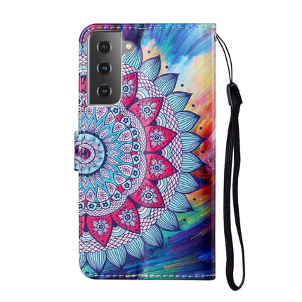 For Samsung Galaxy S21+ 5G Oil Embossed Coloured Drawing Pattern Horizontal Flip PU Leather Case with Holder & Card Slots & Wallet & Lanyard(Half Sunflower)-garmade.com