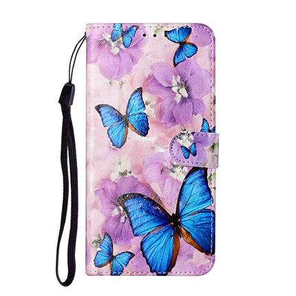 For Samsung Galaxy S21+ 5G Oil Embossed Coloured Drawing Pattern Horizontal Flip PU Leather Case with Holder & Card Slots & Wallet & Lanyard(Purple Flower Butterfly)-garmade.com
