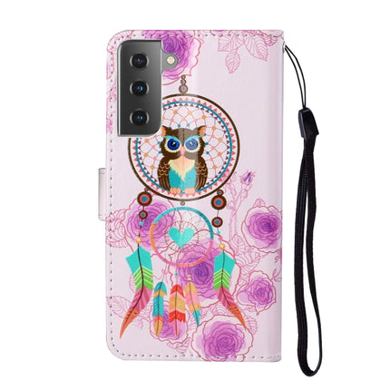 For Samsung Galaxy S21+ 5G Oil Embossed Coloured Drawing Pattern Horizontal Flip PU Leather Case with Holder & Card Slots & Wallet & Lanyard(Owl Wind Chimes)-garmade.com