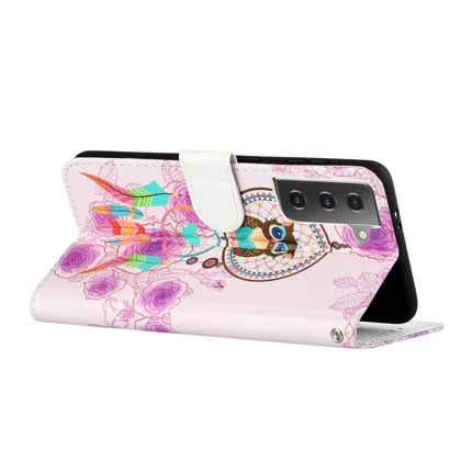 For Samsung Galaxy S21+ 5G Oil Embossed Coloured Drawing Pattern Horizontal Flip PU Leather Case with Holder & Card Slots & Wallet & Lanyard(Owl Wind Chimes)-garmade.com