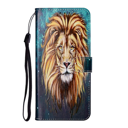 For Samsung Galaxy S21 Ultra 5G Oil Embossed Coloured Drawing Pattern Horizontal Flip PU Leather Case with Holder & Card Slots & Wallet & Lanyard(Lion)-garmade.com