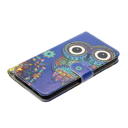 For Samsung Galaxy S21 Ultra 5G Oil Embossed Coloured Drawing Pattern Horizontal Flip PU Leather Case with Holder & Card Slots & Wallet & Lanyard(Blue Owl)-garmade.com