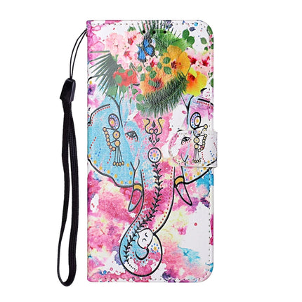 For Samsung Galaxy S21 Ultra 5G Oil Embossed Coloured Drawing Pattern Horizontal Flip PU Leather Case with Holder & Card Slots & Wallet & Lanyard(Elephant)-garmade.com