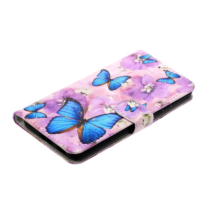 For Samsung Galaxy S21 Ultra 5G Oil Embossed Coloured Drawing Pattern Horizontal Flip PU Leather Case with Holder & Card Slots & Wallet & Lanyard(Purple Flower Butterfly)-garmade.com