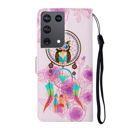 For Samsung Galaxy S21 Ultra 5G Oil Embossed Coloured Drawing Pattern Horizontal Flip PU Leather Case with Holder & Card Slots & Wallet & Lanyard(Owl Wind Chimes)-garmade.com