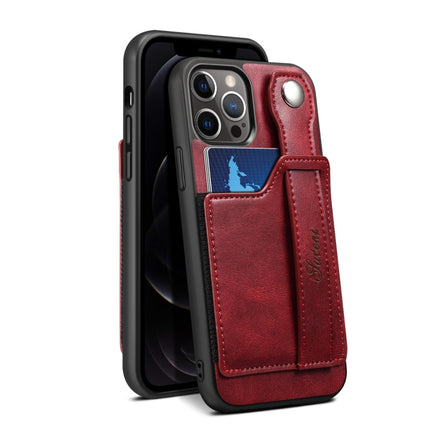 TPU + PU Leather Shockproof Protective Case with Card Slots and Hand Strap For Apple iPhone 12 mini(Red)-garmade.com