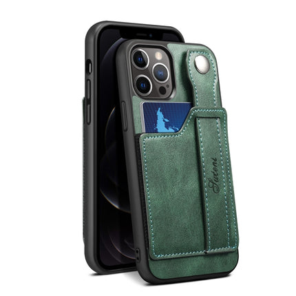 TPU + PU Leather Shockproof Protective Case with Card Slots and Hand Strap For Apple iPhone 12 mini(Green)-garmade.com