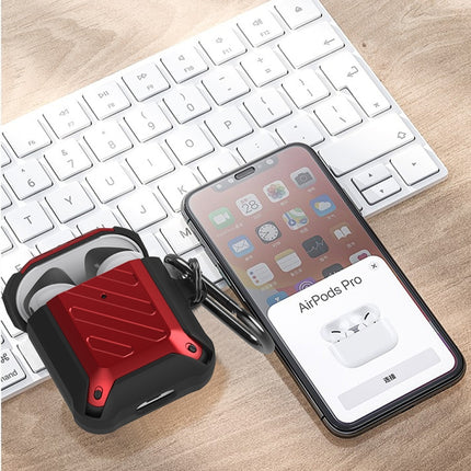 Wireless Earphones Shockproof Bumblebee Twill Silicone Protective Case For AirPods 1/2(Black Red)-garmade.com